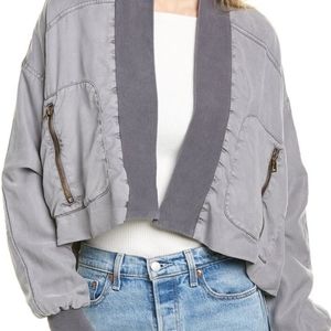 NWT Young Fabulous & Broke Fara GRAY Convertible Utility CROP Jacket sz M $194
